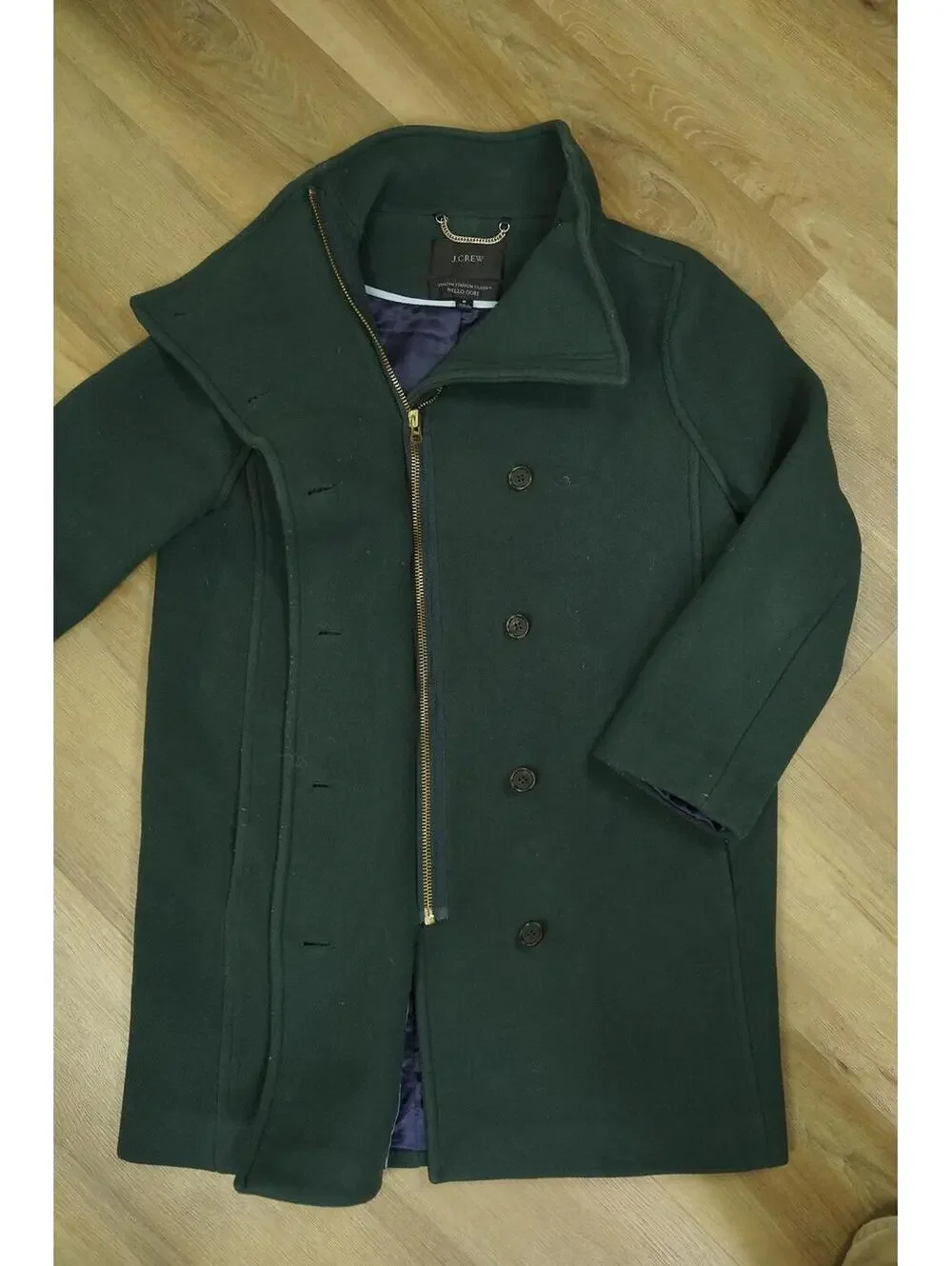 J.CREW Italian Stadium Cloth Wool Trench Coat 6 Dark Moss - Quiet Luxury, posh - Picture 4 of 8